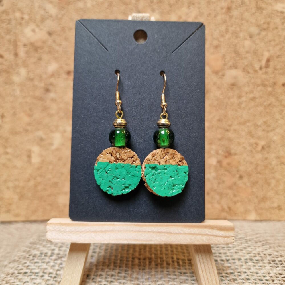 boucles d’oreilles liège peint orange