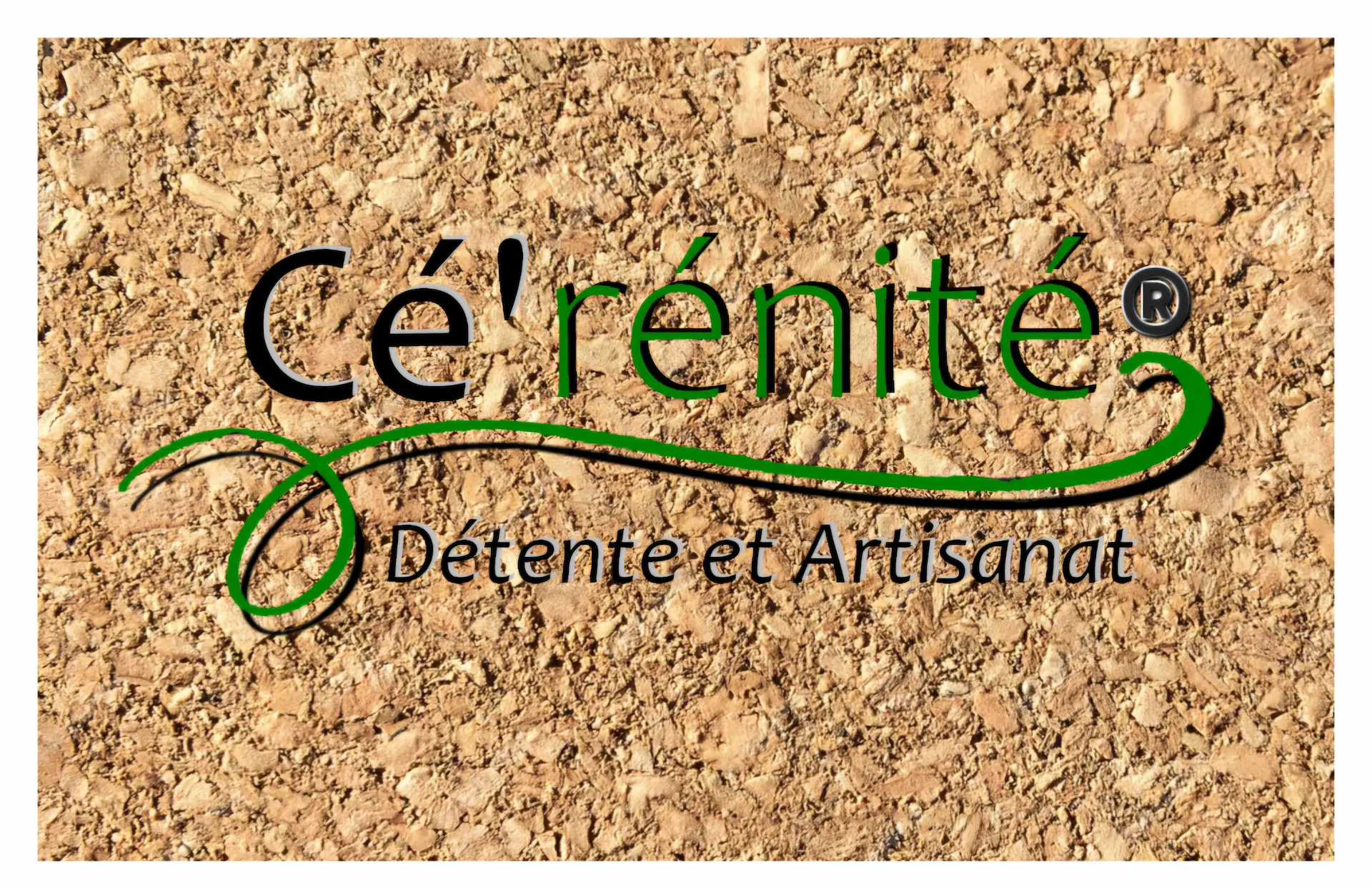 Logo Cé’rénité, artisanat et détente, fond liège